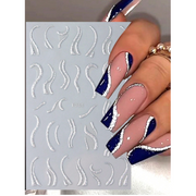 מדבקות ציפורניים כסף מנצנצות בעיצוב קווים | 2 יחידות