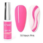 לק ג'ל מכחול דק | 8 מ"ל | מס' 18 ורוד נאון | LINER GEL | קאני CANNI