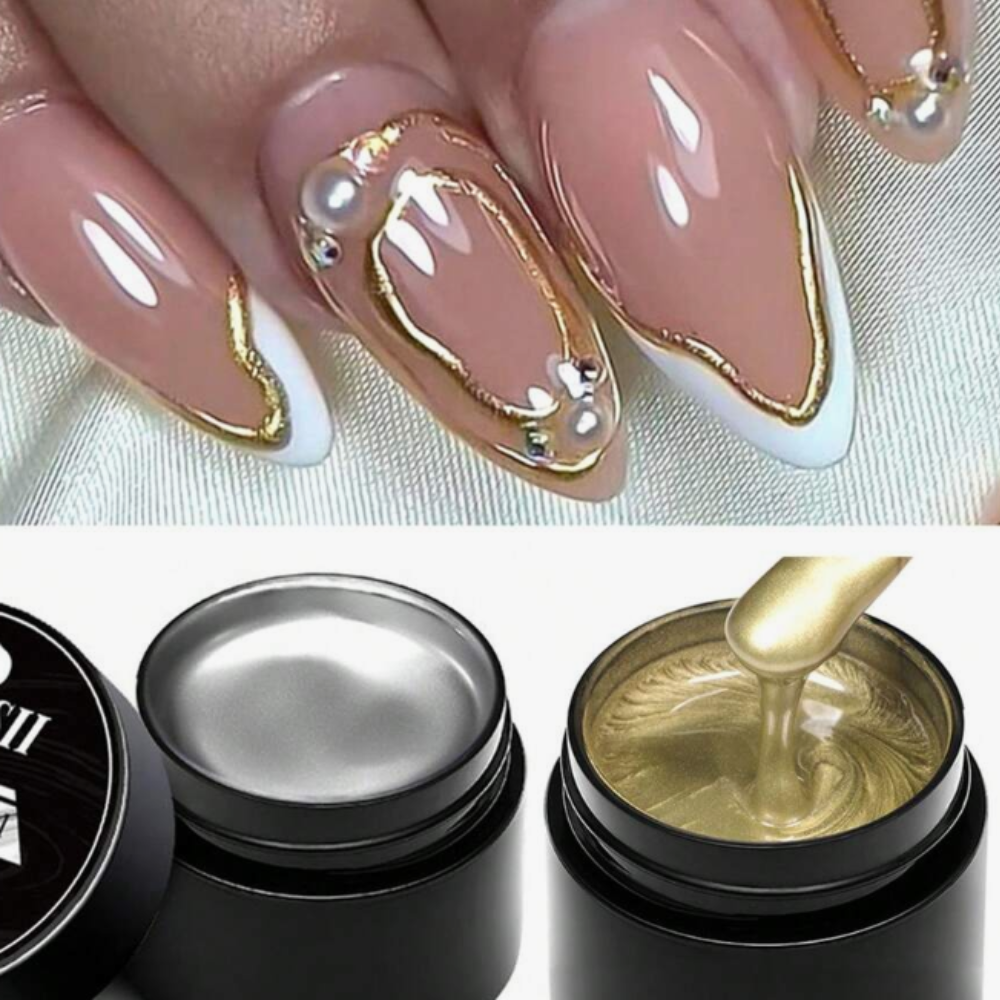 סט ג'לי ציור מטאלי זהב + כסף לציפורניים | 5 מ"ל