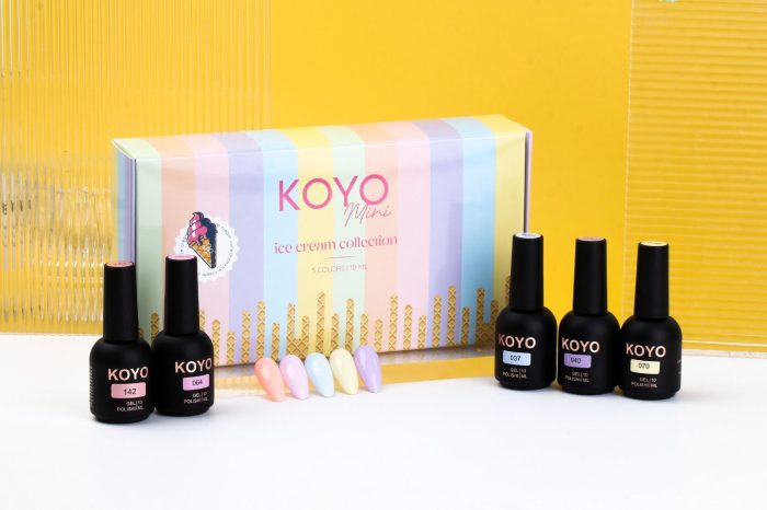 מארז 5 יח' – לק ג'ל | אייס קרים צבעי פסטל (גלידה) | 10 מ"ל | קויו KOYO