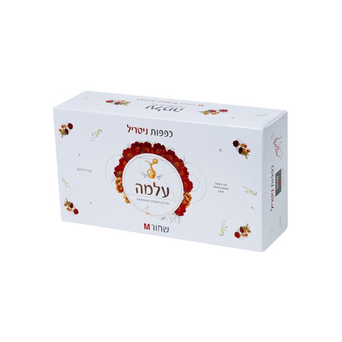 כפפות ניטריל 'שחורות' ללא אבקה רפואיות | מידה M – עלמה