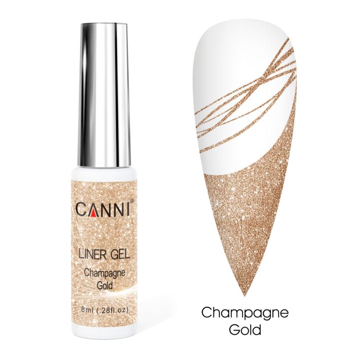 לק ג'ל מכחול דק | 8 מ"ל | שמפנייה זהב | LINER GEL | קאני CANNI