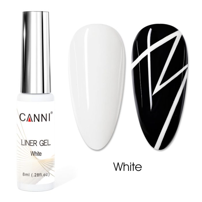 לק ג'ל מכחול דק | 8 מ"ל | לבן | LINER GEL | קאני CANNI
