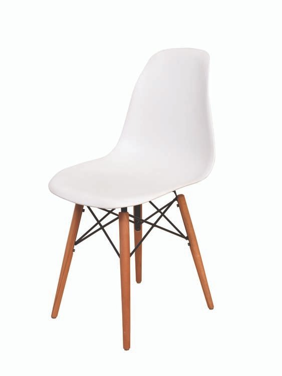 כיסא מושב פלסטיק רגליים עץ