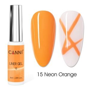 לק ג'ל מכחול דק | 8 מ"ל | מס' 15 כתום נאון | LINER GEL | קאני CANNI