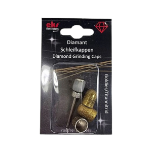 כיפת שיוף יהלום גודל 10מ"מ עם ציפוי טיטניום ניטרייד TIN - סט 3 רמות גסות + מנדרל .EK-K10TSET4