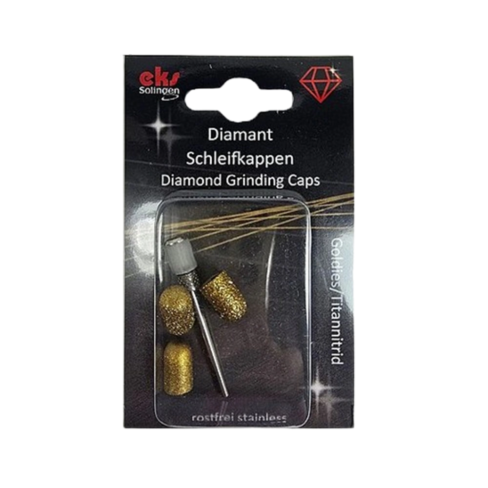 כיפת שיוף יהלום גודל7מ"מ עם ציפוי טיטניום ניטרייד TIN - סט 3 רמות גסות + מנדרל .EK-K7TSET4