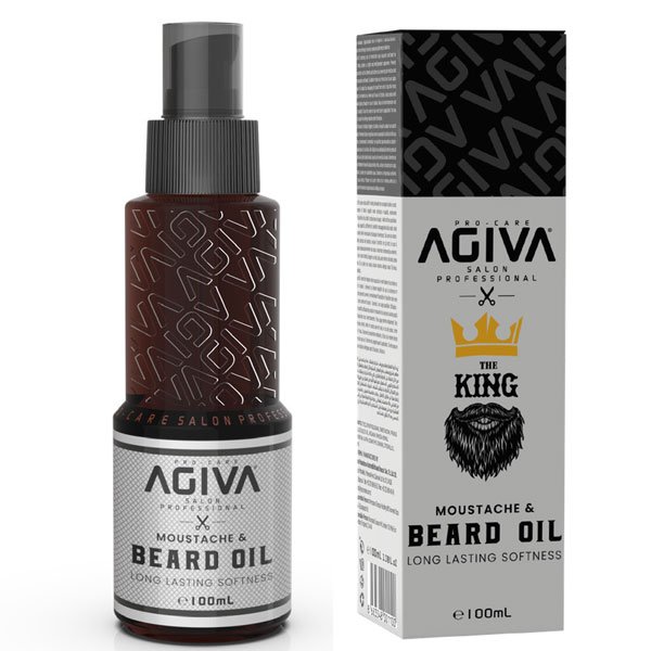שמן לזקן ולשפם אגיבה AGIVA MOUSTACHE & BEARD OIL 100ML