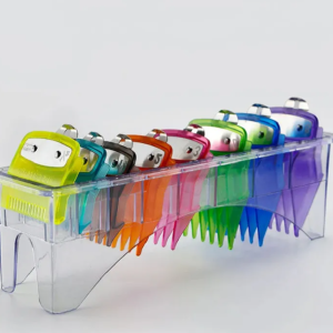 סט 8 מסרקים צבעוניים למכונות מנוף + מעמד BarberPRO BP5241