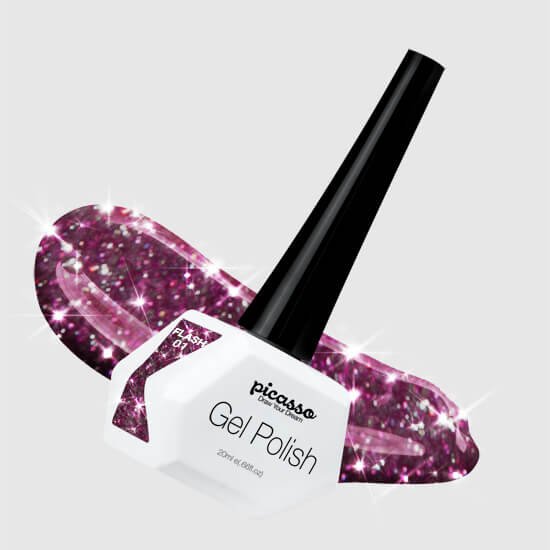 לק ג'ל פלאש Picasso 01 צבע סגול ורדרד