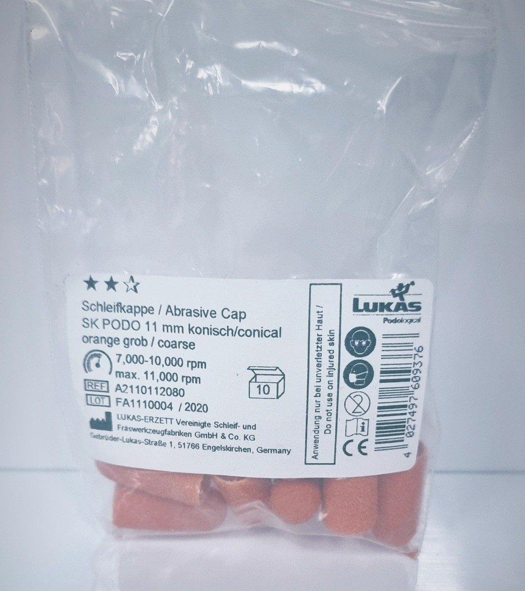 כובעי שיוף LUKAS כתום 10 יחי 80 גס 10 מ"מ – תמונה 2