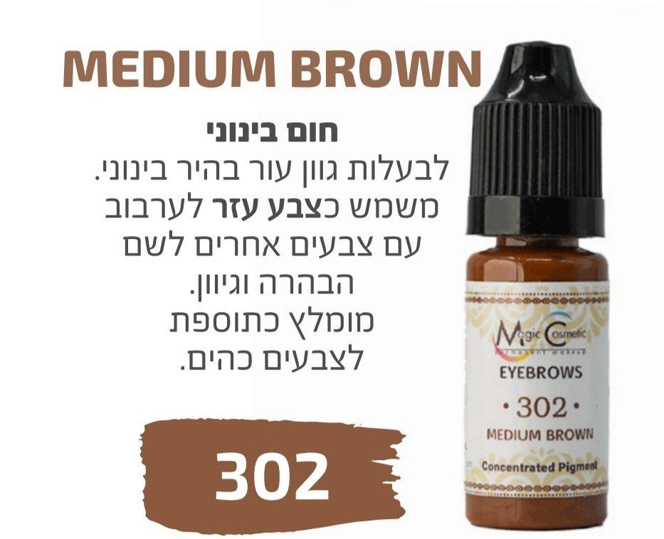 צבע פיגמנט איפור קבוע לגבות פודרה והצללה MEDIUM BROWN 302