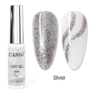 לק ג'ל מכחול דק | 8 מ"ל | כסף | LINER GEL | קאני CANNI
